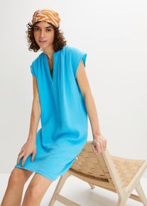 Minikleid aus reiner Baumwolle, blau, Größe 38, Musselin, bonprix