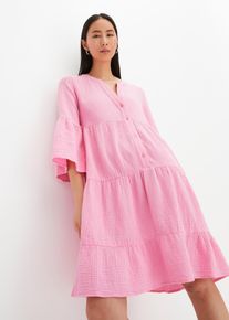 Tunika-Kleid aus reiner Baumwolle, rosa, Größe 42, Musselin, bonprix
