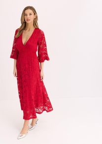 Spitzenkleid mit Volants, rot, Größe 40, bonprix