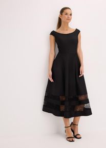 Carmen-Kleid mit Spitze und Gürtel, schwarz, Größe 32/34 (XS), bonprix
