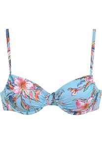 Lascana Dames Beugelbikinitop in lichtblauw geprint ,maat 36B, Witt, 84% Polyamide, 16% Elastan