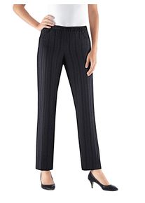 Dames Broek van seersucker in zwart ,maat 19, WITT, 100% Polyester