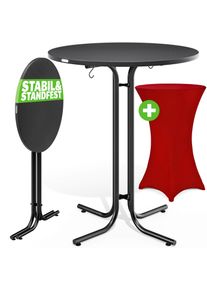 Casaria Statafel Grijs 110x80cm + statafelhoes Bordeaux Ø80cm