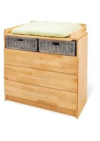 Pinolino Wickelkommode , Buchefarben , Metall , Buche , massiv , 3 Schubladen , 100x102x55-78 cm , Holzmöbel, Kommoden Holz, Wickelkommoden Holz