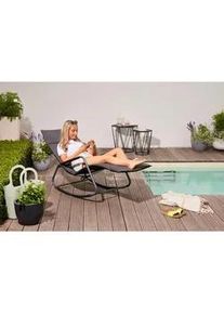 siena GARDEN Garten-Relaxliege , Schwarz , Metall, Kunststoff, Textil , 57x81x143 cm , Auflage, wetterbeständig , Gartenmöbel, Gartenliegen, Sonnenliegen