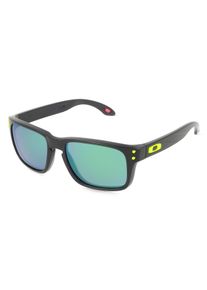 Oakley OJ9014 | Kinder-Sonnenbrille | Fassung: Vollrand, Quadratisch, Kunststoff, Schwarz | Glasfarbe: Grün Spiegel Mehrfarbig