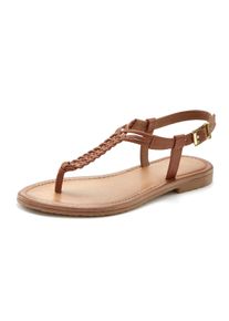 Vivance Dames Teenslipper in cognac ,maat 40, Witt, 100% Leer