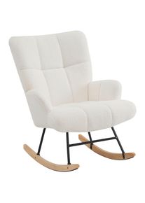 P & B Schaukelstuhl , Beige , Textil , Kautschukholz , massiv, Sperrholz , 67x85x85 cm , Schaukelfunktion , Wohnzimmer, Sessel, Schaukelstühle