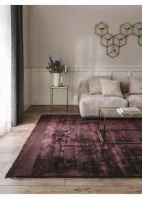 benuta Finest Dywan z wiskozy Pearl bordowy 300x400 cm Wiskoza Uni