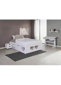 Mid.you Einzelzimmer , Weiß , Holz , Kiefer , massiv , Lattenrost, mit Schubkästen , Schlafzimmer, Komplette Schlafzimmer und Serien, Schlafzimmerserien