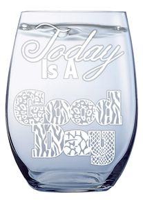 Glasdekal Good Day Vit 9x11cm