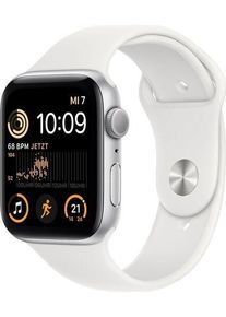 Apple Watch SE 44 mm (2022) | GPS | argento | Cinturino Sport bianco S/M