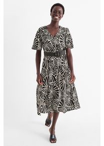 C&Amp;A Vestito in viscosa-scollo a V e cintura-fantasia, Nero, Taille: 42