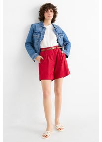 C&Amp;A Shorts con cintura-vita alta, Rosso, Taille: 34