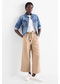 C&Amp;A Pantaloni con cintura-vita alta-gamba larga, Beige, Taille: 38