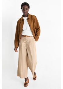 C&Amp;A Pantaloni con cintura-vita alta-gamba larga, Marrone, Taille: 46