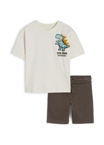 C&Amp;A Dinosauro-set-maglia a maniche corte e shorts di felpa-2 pezzi, Bianco, Taille: 98