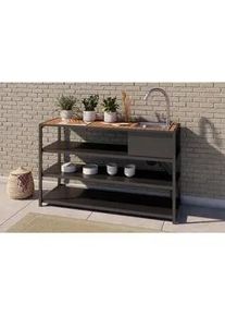 Ambia Garden Outdoorküche , Grau, Naturfarben , Metall, Kunststoff , einzeln stellbar , 150x90x50 cm , Gartenmöbel, Outdoor Küchen