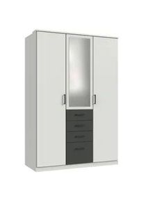 wimex Boxxx Kleiderschrank , Graphitfarben, Weiß , Kunststoff , 2 Fächer , 4 Schubladen , 135x199x58 cm , BQ - Bündnis für Qualität, Made in Germany, DIN EN ISO 9001 , in verschiedenen Größen erhältlich, Schrankfront mit Spiegel , Schlafzimmer, Komplette Schlafzimmer und Serien, Schlafzimmerserien