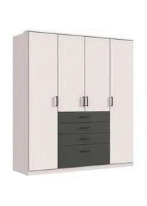 wimex Boxxx Kleiderschrank , Graphitfarben, Weiß , Holzwerkstoff , 4 Fächer , 4 Schubladen , 180x199x58 cm , BQ - Bündnis für Qualität, Made in Germany, DIN EN ISO 9001 , in verschiedenen Größen erhältlich , Schlafzimmer, Komplette Schlafzimmer und Serien, Schlafzimmerserien