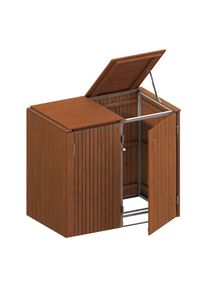 Binto cache poubelle pour 2 poubelles, bois massif à prix bas