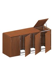 Binto cache poubelle pour 4 poubelles, bois massif à prix bas