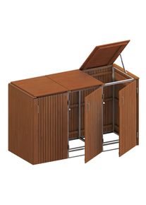Binto cache poubelle pour 3 poubelles, bois massif à prix bas