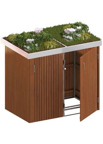 Binto cache poubelle pour 2 poubelles, bois massif avec pot de fleur à prix bas