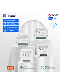 GIRIER Tuya ZigBee Smart Dimmer Switch Moudle WiFi Dimmable Switch Supports 2-way Control Works with Alexa Google Home Assistant