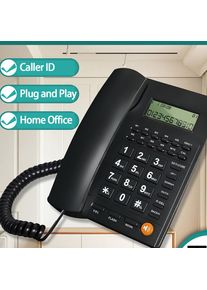 Desk Corded Telephone With Display For Home/Hotel/Office Support Music On Hold Landline Phone Corded B