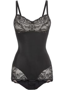 Snyggt dekorerad body med medelh&ouml;g formande effekt - svart - storlek 40 - bonprix