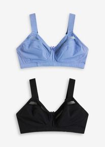 BH utan bygel med ekologisk bomull (2-pack) - blå - storlek 100C - bonprix