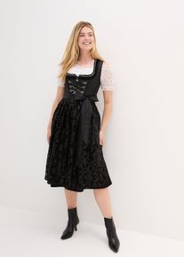 Dirndl med paljettförkläde (2 delar) - svart, mönstrad - storlek 36 - bonprix