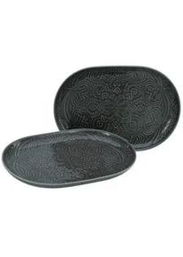 Creatable Platte , Dunkelgrau , Keramik , 2-teilig , orientalisch , oval , Geschirr, Tischkultur & Serviergeschirr, Servierplatten