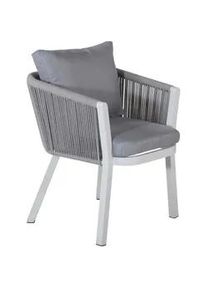 Gardenson Gartenstuhl-Set , Grau, Weiß , Metall, Textil , Füllung: Komfortschaum , rund , 60x73x63 cm , abwischbar , Gartenmöbel, Gartensessel, Gartenstühle