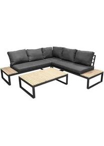 Gardenson Loungegarnitur , Grau , Holz, Metall , Akazie , Füllung: Schaumstoff , L-Form , 225x225 cm , Gartenmöbel, Loungemöbel, Loungegarnituren