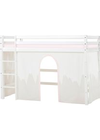 Hoppekids Hochbett »Winter Wonderland» 90x200cm mit Vorhang & Matratze«, (Set), FSC® zert Massivholz, 10 Jahre Garantie auf Fertigungsfehler