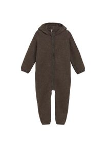 Huttelihut Kid's Pram Suit Bear Ears Wool Fleece Overall Kids (104, brown)