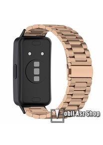 Huawei Band 10, Band 9, 9 NFC, 8, 8 NFC, Rozsdamentes acél okosóra szíj, Csatos, 200mm hosszú, Rose Gold