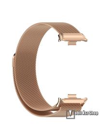 Xiaomi Smart Band 9 Pro, 8 Pro, Redmi Watch 5, 4, Okosóra milánói szíj, Fém ötvözet, Mágneses, 225mm hosszú, Rose Gold