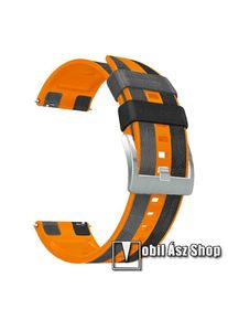 Okos&oacute;ra sz&iacute;j - FEKETE / SZ&Uuml;RKE / NARANCSS&Aacute;RGA - szilikon / PU bőrrel bevont - 125mm + 90mm hossz&uacute;, 22mm sz&eacute;les - HUAWEI Watch GT 3 46mm / GT 3 Pro 46mm / Watch 3 46mm / Watch 3 Pro 48mm / SAMSUNG Watch3 45mm / Xiaomi Watch S2 / Amazfit GTR 4 46mm