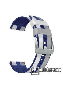 Okos&oacute;ra sz&iacute;j - FEH&Eacute;R / K&Eacute;K / SZ&Uuml;RKE - szilikon / PU bőrrel bevont - 125mm + 90mm hossz&uacute;, 22mm sz&eacute;les - HUAWEI Watch GT 3 46mm / GT 3 Pro 46mm / Watch 3 46mm / Watch 3 Pro 48mm / SAMSUNG Watch3 45mm / Xiaomi Watch S2 / Amazfit GTR 4 46mm