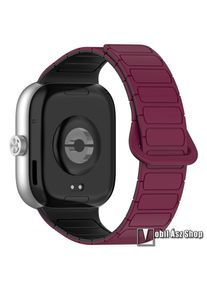 Xiaomi Smart Band 9 Pro, 8 Pro, Redmi Watch 4, Okosóra loop szíj, Mágneses, Szilikon, 89+130mm hosszú, Bordó, Fekete