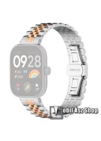 Xiaomi Smart Band 9 Pro, 8 Pro, Redmi Watch 5, 4, Fém okosóra szíj, Rozsdamentes acél, Speciális pillangócsatos, 184mm hosszú, Ezüst, Rose Gold
