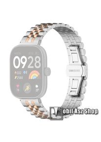 Xiaomi Smart Band 9 Pro, 8 Pro, Redmi Watch 5, 4, Fém okosóra szíj, Rozsdamentes acél, Speciális pillangócsatos, 184mm hosszú, Ezüst, Rose Gold