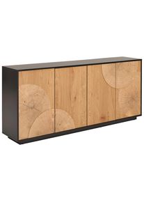 Xora Sideboard , Schwarz, Eichefarben , Holzwerkstoff , 4 Fächer , 180x81x40 cm , Bsci , Beimöbel erhältlich, stehend , Kleinmöbel, Kommoden,