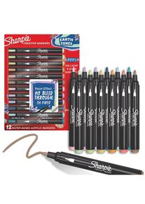 sharpie Creative Marker Acrylic Paint Pens | Earth Tones | Bullet Tip | Assorted Colours | 12 Count