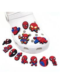 13pcs Spiderman Shoes Charm DIY Shoes Jewelry Accessories Super Hero Crocodile Leather Sandals Jewelry Children's Student Gift
