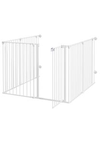 PawHut Foldable Metal Dog Playpen, Rabbit Run Pet Crate Fence with Door, Indoor and Outdoor Use, 90H x 123L x 102W cm, White | Aosom Ireland