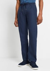 Pantalon jogger droit en lin mélangé loose - bleu - taille 52 - lin - bonprix